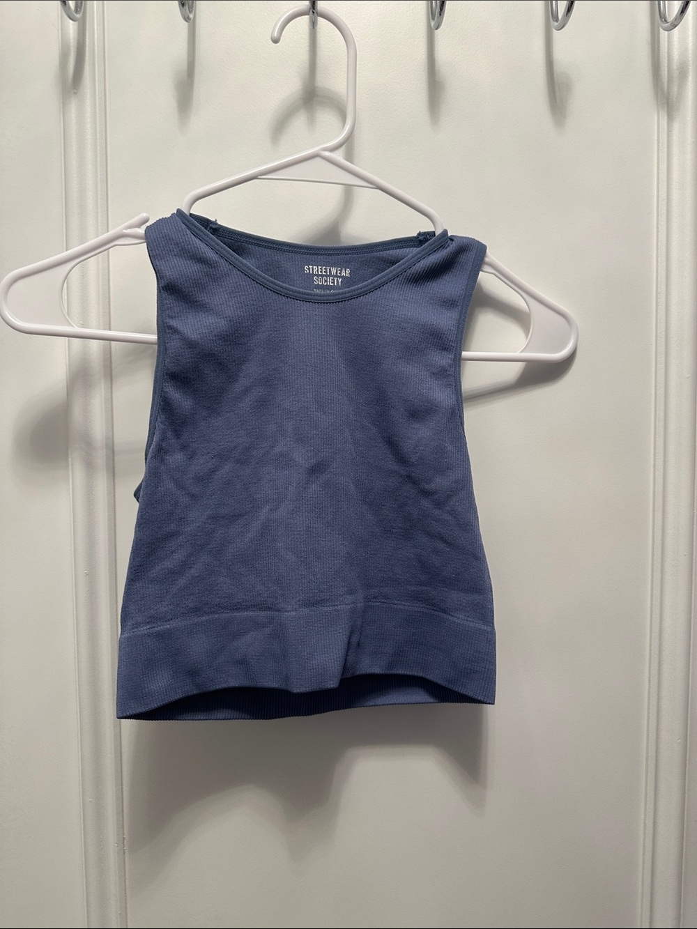 Streetwear Society Dusty Blue Ribbed Crop Tank